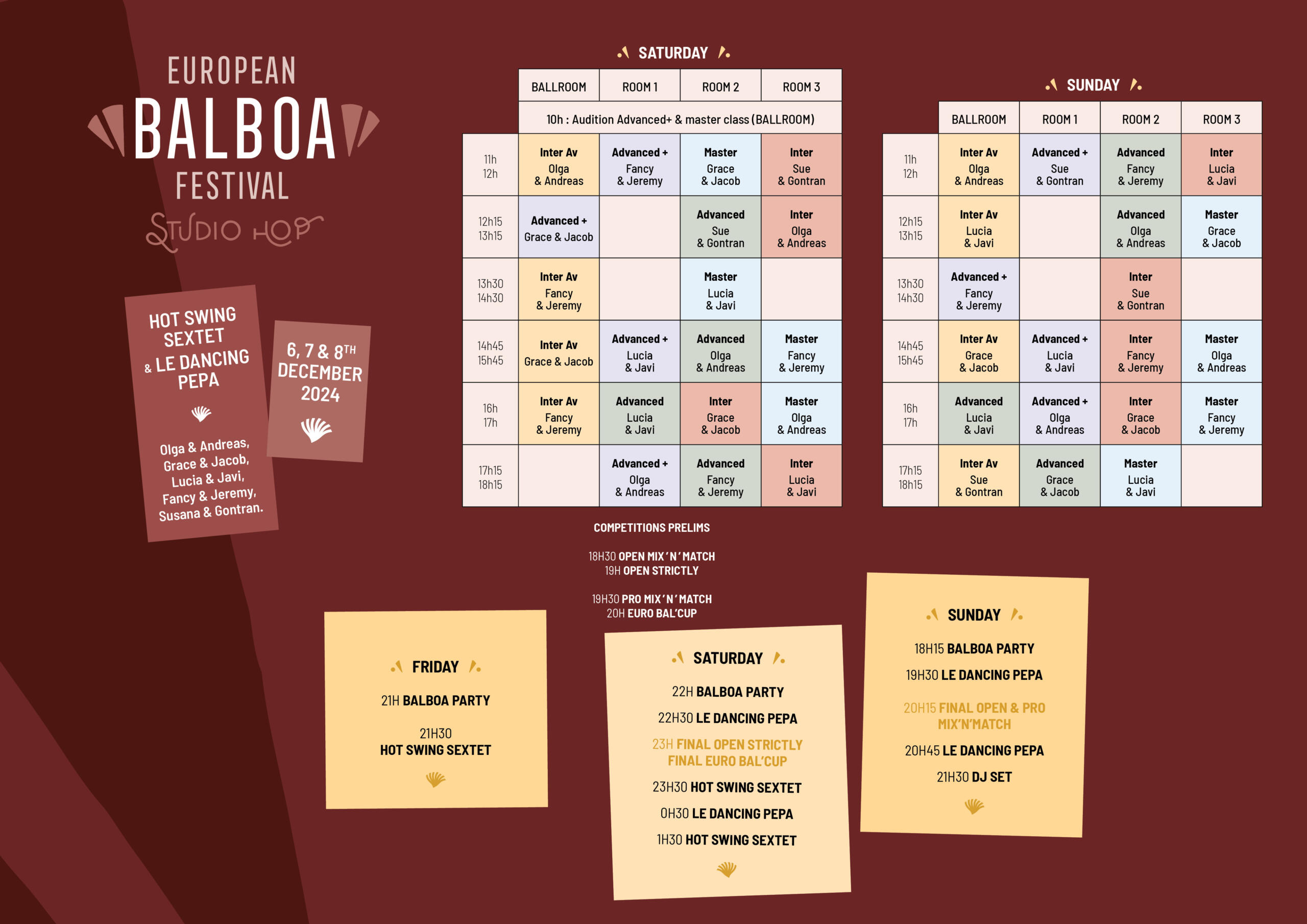 studiohop-europeanbalboafestival-schedule Schedule for the European Balboa Festival 2024