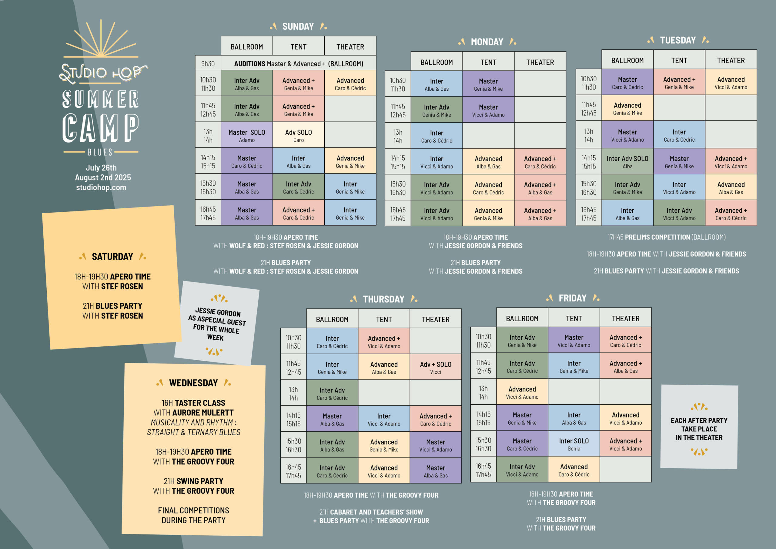 studiohop-festival-summercamp-schedule Studio Hop Summer Camp - Blues Week Schedule 2025