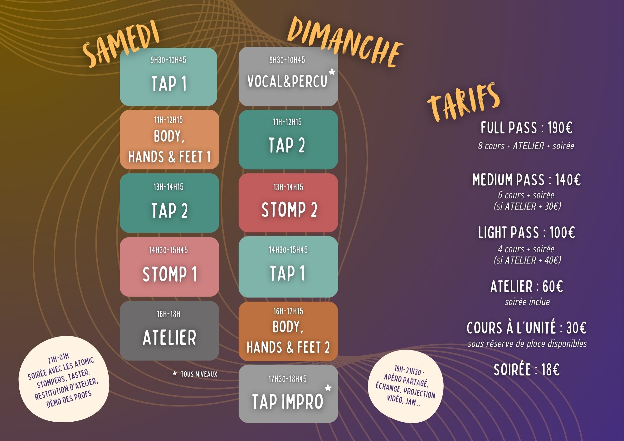 Planning et tarif rhythm in motion 2026
