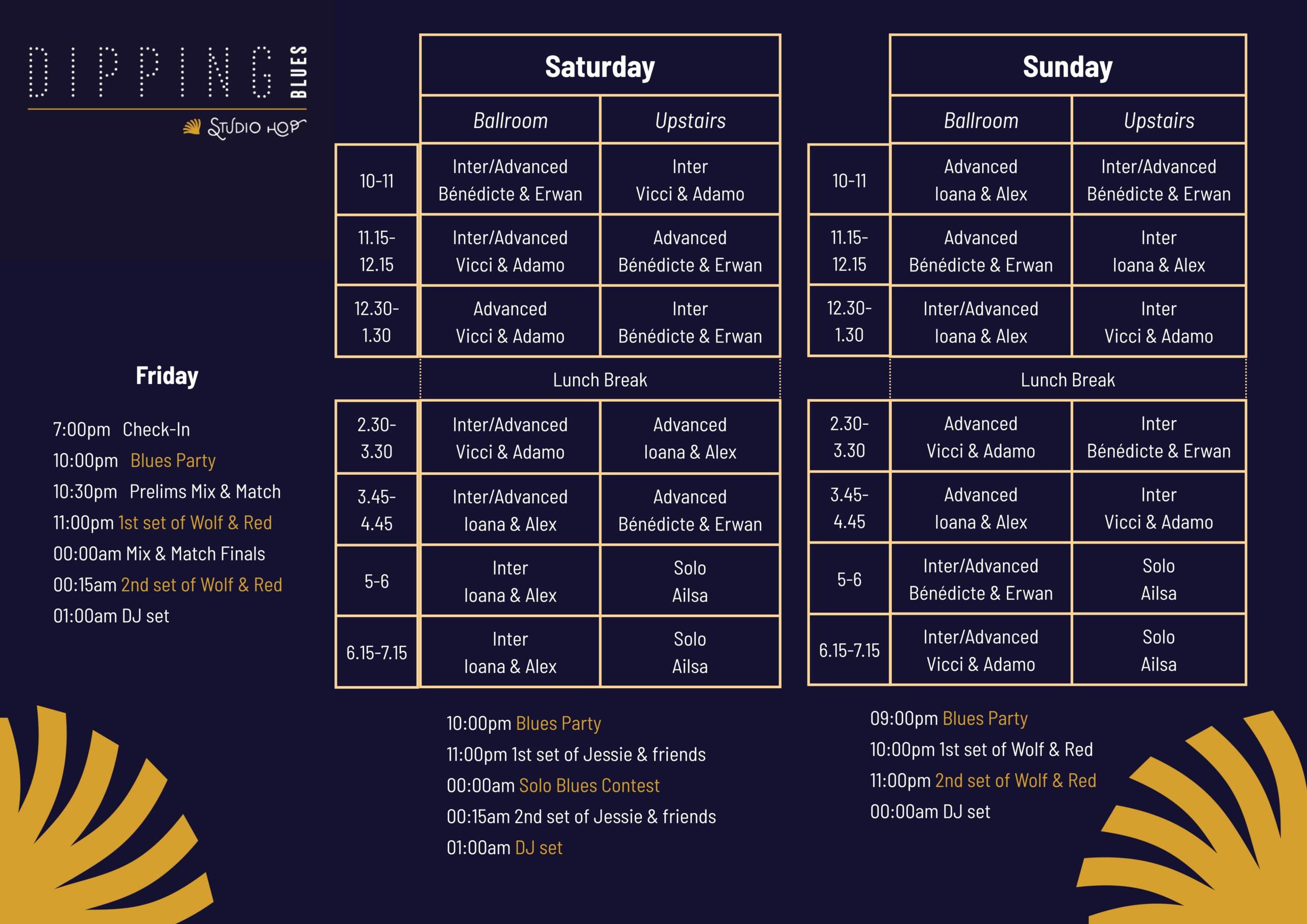 Schedule of Dipping Blues 2026
