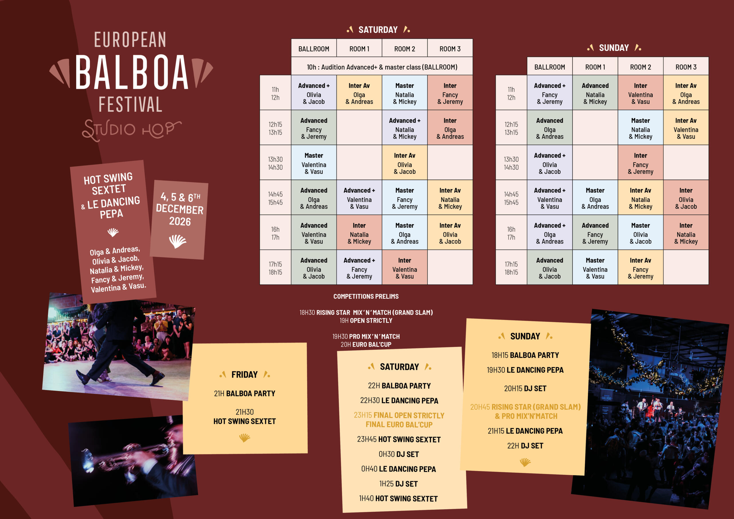 Schedule for European Balboa Festival 2026